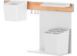 tesa® Küchenorganizer Kombi-Set M, Reling-System, weiß, selbstklebend mit Power.Kit, bis 10 kg, inkl. Kräutertöpfen, Ablagen, Haken