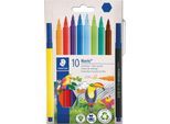 STAEDTLER Fasermaler NORIS, 1 mm Strichstärke, auswaschbar, DRY-SAFE-Technologie, farbsortiert, 10-er Set