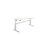 Schreibtisch Komfort, elektrisch höhenverstellbar, Freiform, Ansatz rechts, C-Fuß, B 1800 x T 1000/800 x H 655-1305 mm, weiß/weißalu