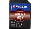 Verbatim Speicherkarte SDHC/SDXC Premium, Speicherkapazität 16 GB