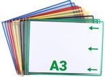 Sichttafel Tarifold DIN A3 quer, 10 St., alle Trägersysteme, Metalldrehzapfen, farbsortiert
