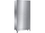 Edelstahl-Flügeltürenschrank, 2-türig, mit 4 Füßen, B 1000 x T 600 x H 1950 mm