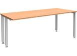 Schäfer Shop Genius Schreibtisch MODENA FLEX, 4-Fuß-Quadratrohr, verkürzte Seitenteile, B 1800 mm, buche