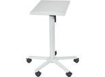 Beamertisch MAULpro, bis zu 30 kg, stufenlos höhenverstellbar, 10° neigbar, 5 Bremsrollen, Platte B 350 x T 500 mm, hellgrau