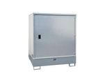 Gefahrstoffschrank BAUER GS-3, Stahlblech, unterfahrbar, für 4 x 200 l Fässer, B 1475 x T 1460 x H 1805 mm, grau