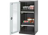 Chemikalienschrank Asecos CS-CLASSIC-G, Flügeltür und Glasausschnitt, 2 Auszüge, H 1105 mm, lichtgrau