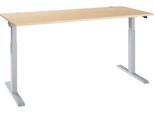 Schäfer Shop Select Schreibtisch ERGO-T 2.0, elektrisch höhenverstellbar, Rechteck, T-Fuß, B 1800 x T 800 x H 715-1205 mm, Ahorn/weißalu