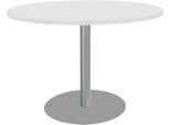 Schäfer Shop Select Besprechungstisch BST, bis 6 Personen, Kreis, Tellerfuß, B 1200 x T 1200 x H 617-817 mm, weiß/weißaluminium RAL 9006