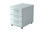 Rollcontainer, 1 Utensilienauszug, 3 Schubladen, B 428 x T 560 x H 590 mm, lichtgrau