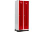 Schäfer Shop Select Kleiderspind, mit gelochten Streifen, 2 Abteile, 400 mm, mit Sockel, Drehriegelverschluss, Tür rubinrot