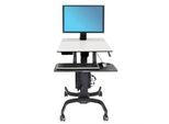 ergotron® WorkFit-C Single HD Steh-Sitz-Arbeitsplatz, Arbeitsfläche, höhenverstellbarer Monitorarm & Tastaturablage, Kabelmanagement, schwarz-grau