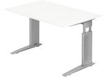 Schreibtisch TARVIS, C-Fuß, Rechteck, B 1200 mm, Gestell silber, höhenverstellbar, weiß