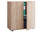 Flügeltürenschrank, aus Holz, 2 OH, Griffknöpfe, höhenverstellbarer Fachboden, B 700 x T 400 x H 740 mm, Sonoma Eiche
