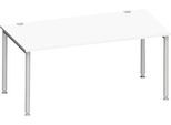 Schäfer Shop Genius Schreibtisch MODENA FLEX, 4-Fuß-Rundrohr, B 1600 x T 800 mm, weiß/weißalu