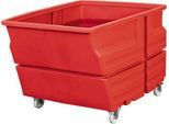 Mehrzweckbehälter, Polyethylen, rot, 800 l, B 1030 x T 1340 x H 900 mm, mit Rollen