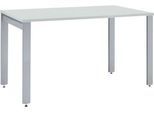 Schäfer Shop Select Schreibtisch LOGIN, 4-Fuß, B 1200 x T 800 x H 740 mm, lichtgrau/weißalu