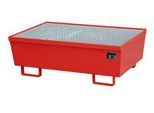 Auffangwanne BAUER AM-2, mit Gitterrost, Stahl, 225 l, B 1200 x T 800 x H 415 mm, rot