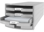 Schubladenbox HAN Impuls 2.0, 4 Schubladen, Format A4, stapelbar, offen, lichtgrau