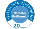 Avery Zweckform Prüfplakette 7906 „Nächster Prüftermin“ 20__zum Selbereintragen, extrem robust, Ø 30 mm, 80 Stück/10 Bogen, Vinylfolie, blau
