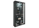 Wandvitrine Vitrosa Maxi, ohne LED-Beleuchtung, 8 Einlegeböden, 2 Flügeltüren, B 590 x T 180 x H 1140 mm, Glas & Holz, schwarz