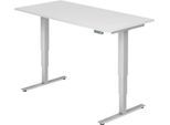 Schreibtisch ULM, elektrisch höhenverstellbar, Rechteck, T-Fuß, B 1600 x T 800 x H 625-1275 mm, weiß/weißalu + Memoryschalter