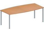 Schäfer Shop Genius Konferenztisch MODENA FLEX, Boot, 4-Fuß Rundrohr, B 2000 x H 720-840 mm, Buche/weißaluminium RAL 9006