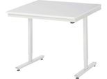 Rau Arbeitstisch Adlatus, elektrisch höhenverstellbar, 22 mm Spanplatte mit Melaminbelag, bis 150 kg, B 1000 x T 1000 x H 720-1120 mm, lichtgrau