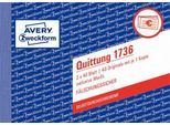 Quittung Avery Zweckform 1736, inkl. MwSt., A6 Querformat, 1 Block mit 2 x 40 Blatt, FSC®-Papier, weiß/gelb