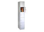 Wertfachschrank, mit Sockel, Fächeranzahl 5, Fachbreite 300 mm, Sicherheitszylinderschloss, lichtgrau