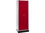 Schäfer Shop Select Materialspind, 1800 x 630 x 500 mm, Zylinderschloss, lichtgrau/rubinrot