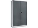 Schäfer Shop Select Materialschrank, abschließbar, 4 verzinkte Böden, 5 OH, B 1200 x T 400 x H 1935 mm, Stahl, weißaluminium/anthrazitgrau