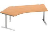 Schäfer Shop Genius Winkelschreibtisch MODENA FLEX 135°, Ansatz links, C-Fuß-Rechteckrohr, B 2165 mm, buche/weiß