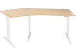 Schäfer Shop Genius Winkelschreibtisch AERO FLEX, elektrisch höhenverstellbar, 135° Winkel links, B 2165 mm, Ahorn/weiß + Memorypanel