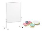 MAULsolid Moderationstafel, Stahlblech kunststoffbeschichtet, B 1200 x H 1500 mm + Moderationskarten-Set mit 360 Karten und 200 Pin-Nadeln