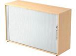 Querrollladenschrank ULM, 2 OH, Rollläden alusilber, B 1200 x T 400 x H 748 mm, Ahorn-Dekor