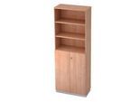 Regalschrank 6 OH, 3 OH geschlossen, B 800 x T 420 mm, Nussbaum-Dekor