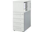 Schäfer Shop Genius Standcontainer mit Aufsatzschrank inkl. Schiebetür, komplett abschließbar, eckiger Griff, lichtgrau