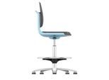 Arbeitsdrehstuhl Labsit hoch, SKINTEC-Polster, Gleiter, B 450 x T 420 x H 520 - 770 mm, blau