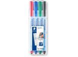 Folienstifte Staedtler Lumocolor® correctable, Linienbreite F, trocken abwischbar, 4 Stück