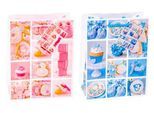 Geschenktüte Fotomotiv „Baby“, Format A5, mit Tragekordel & Beschriftungsschild, B 180 x T 100 x H 230 mm, PP-Folie, rosa-blau, 12 Stück sortiert