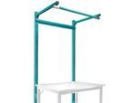Aufbauportal m. Ausleger, Grundtisch STANDARD Arbeitstisch/Werkbank UNIVERSAL/PROFI, 1250 mm, wasserblau