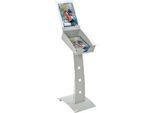 Update Display Prospektständer Outdoor PLUS, DIN A4, mobil mit Laufrollen, Lochblech-Design, silber