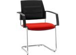 Schäfer Shop Select Freischwinger SSI Proline Visit S2, ergonomisch, Armlehnen, stapelbar bis 4 Stück, B 480 x T 480 x H 480 mm, rot/schwarz