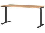 Schreibtisch Agenda Home, elektrisch höhenverstellbar, B 1600 x T 800 x H 720-1200 mm, Grandson-Eiche/Schwarz + Memory-USB-Panel