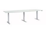Schäfer Shop Select Konferenztisch ERGO-T 2.0 Big, bis 8 Personen, elektrisch höhenverstellbar, Tonne, T-Fuß, B 2800 mm, lichtgrau/weißalu