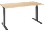 Schäfer Shop Select Schreibtisch ERGO-T 2.0, Rechteck, T-Fuß, B 1600 x T 800 x H 675-895 mm, Ahorn/anthrazit