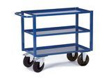 Tischwagen, 3 Ladeflächen/Blechwannen, 995 x 695 mm, Tragkraft 400 kg