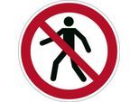 Hinweisschild Durable, rund, für den Innenbereich, Motiv „Fußgänger verboten“, EN ISO 7010, selbstklebend, weiß-rot, 1 Stück