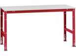 Manuflex Arbeitstisch UNIVERSAL Standard, 1750 x 1000 mm, Melamin lichtgrau, rubinrot