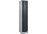 C+P Garderobenspind Resisto, 1 Abteil, 2 Fächer, B 396 x T 540 x H 1950 mm, Weißalu/Anthrazitgrau